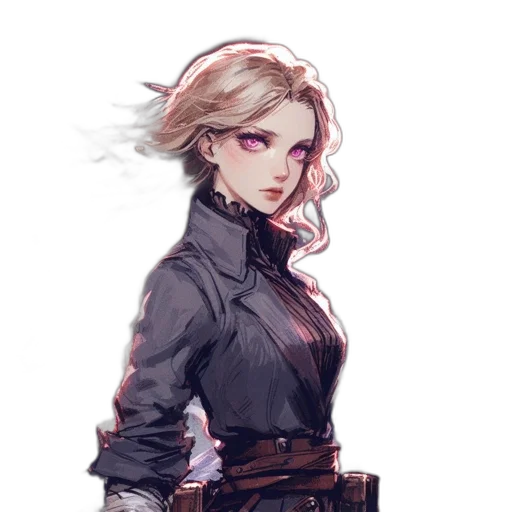jacket, staff, weapon, sword, fantasy art, concept art, cyberpunk, pixel art transparent PNG cut-out