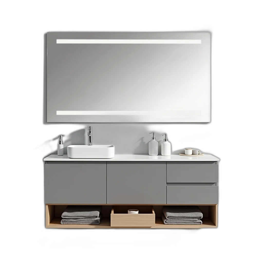 furniture, 3d render, photorealistic, concept art, monochrome, earth tones, modern, bathroom transparent PNG cut-out
