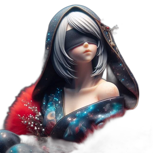 robot, fantasy art, concept art, 3d render, comic book art, outer space, snow, monochrome transparent PNG cut-out