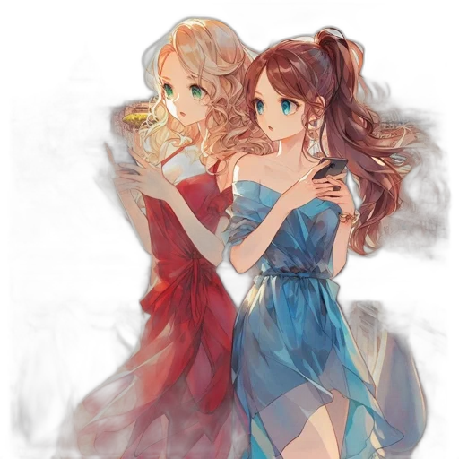 dress, anime, watercolor, concept art, fantasy art, fire, underwater, blue transparent PNG cut-out
