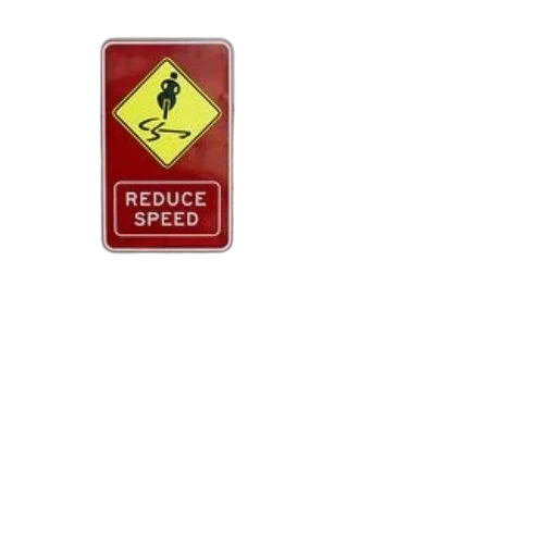 red, yellow, sign, picture, person, falling, words, reduce transparent PNG cut-out