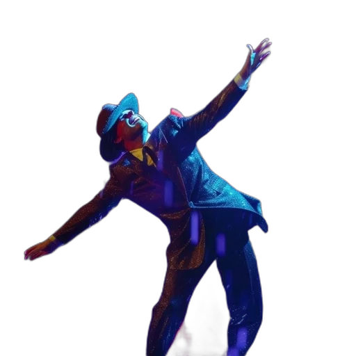 staff, jacket, hat, robot, concept art, vaporwave, 3d render, pixel art transparent PNG cut-out