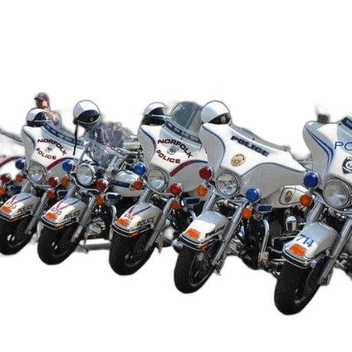 row, norfolk, police, motorcycles, parked, lot transparent PNG cut-out