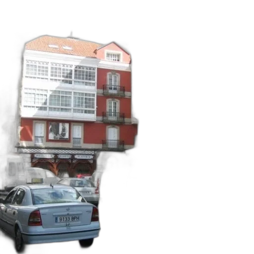 building, car, furniture, 3d render, photorealistic, concept art, city street, busy transparent PNG cut-out
