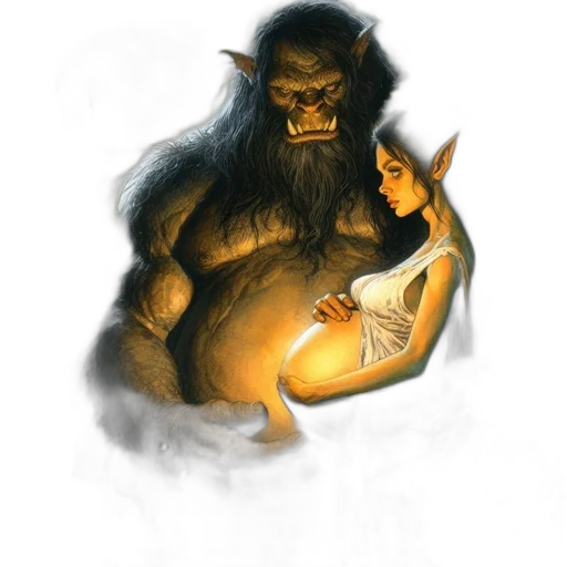 creature, concept art, fantasy art, comic book art, pixel art, night, forest, fog transparent PNG cut-out