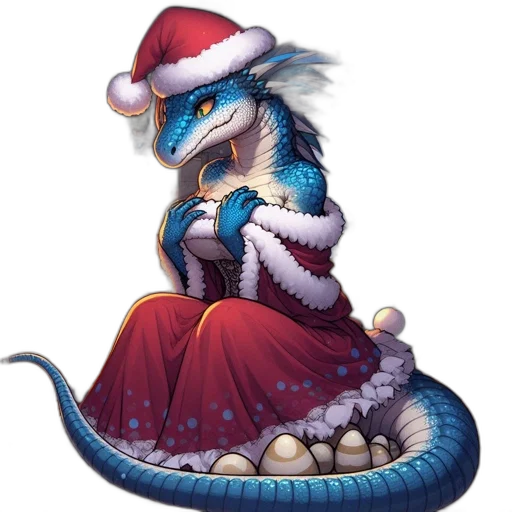 dragon, concept art, fantasy art, pixel art, blue, santa, claus, costume transparent PNG cut-out