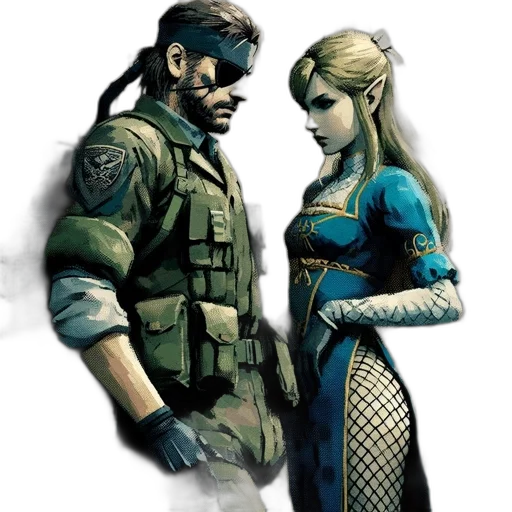 concept art, comic book art, fantasy art, pixel art, blue, green, two, distinctive transparent PNG cut-out