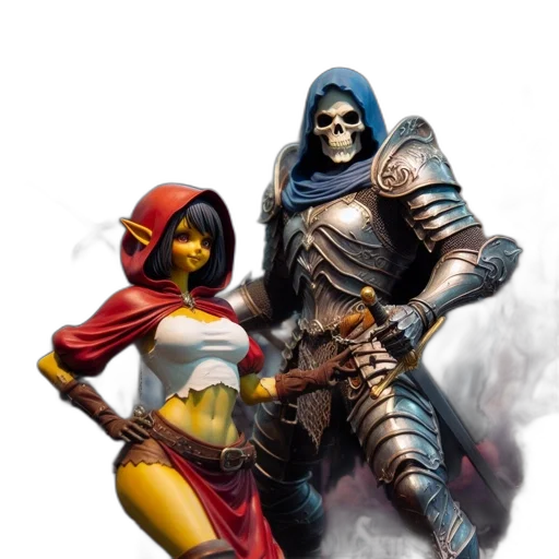 fantasy art, concept art, comic book art, pixel art, fire, statue, elf-like, female transparent PNG cut-out