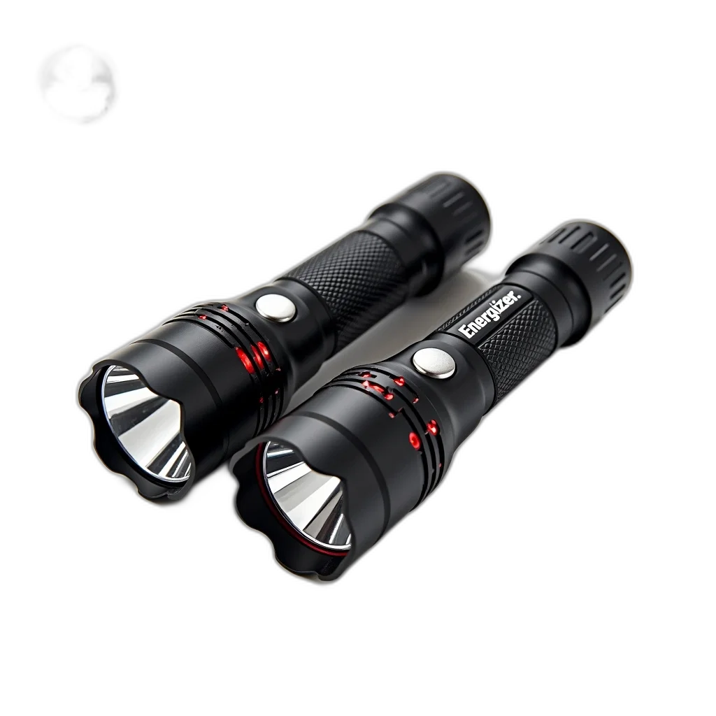3d render, cyberpunk, two, black, led, flashlights, red, power transparent PNG cut-out