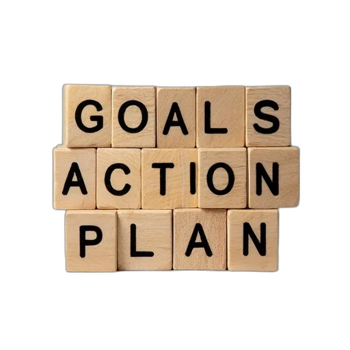 wooden, blocks, text, goals transparent PNG cut-out
