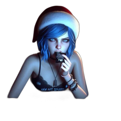 hat, face, cyberpunk, concept art, pixel art, fantasy art, neon lights, blue transparent PNG cut-out