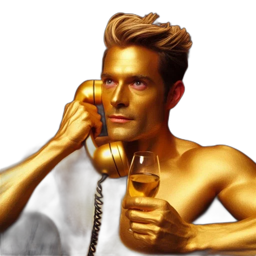 photorealistic, concept art, cartoon, 3d render, golden, elegant, male, figure transparent PNG cut-out