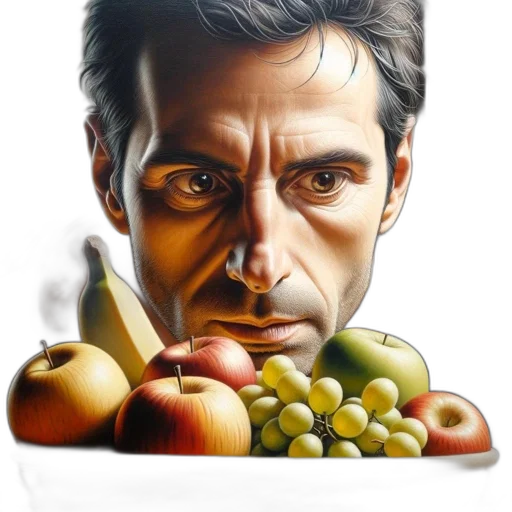 food, face, photorealistic, concept art, oil painting, 3d render, individual, closely transparent PNG cut-out