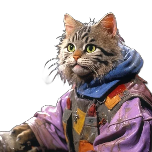 animal, jacket, staff, creature, concept art, cyberpunk, photorealistic, fantasy art transparent PNG cut-out