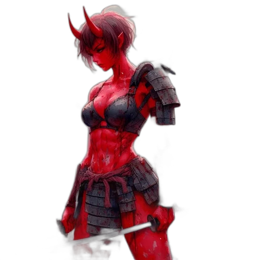 dress, robot, weapon, concept art, fantasy art, pixel art, comic book art, red transparent PNG cut-out