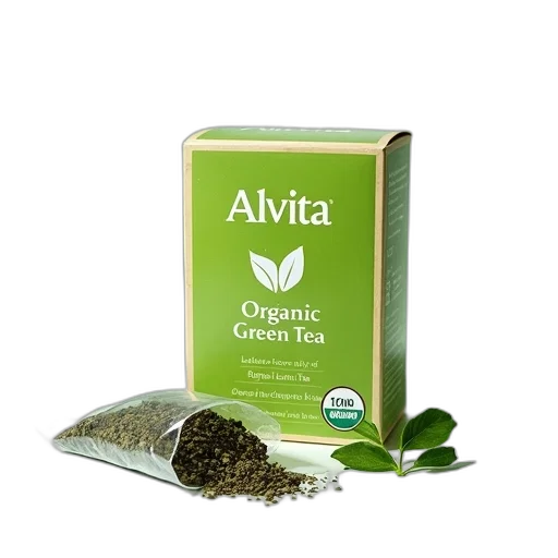 box, alvita, organic, green, tea, displayed, clear, plastic transparent PNG cut-out
