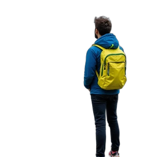 jacket, umbrella, staff, face, 3d render, concept art, neon, person transparent PNG cut-out