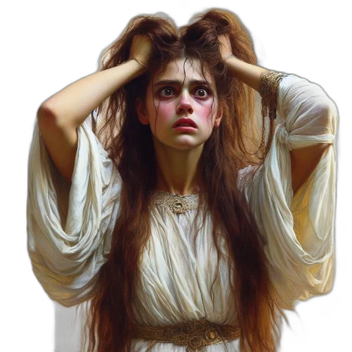 hair, face, dress, creature, oil painting, photorealistic, concept art, fantasy art transparent PNG cut-out