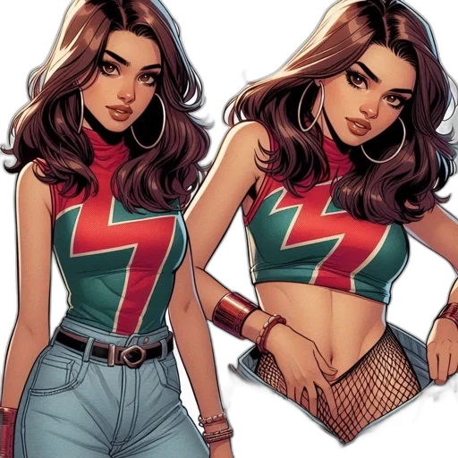comic book art, concept art, cartoon, red, two, identical, illustrations, young transparent PNG cut-out
