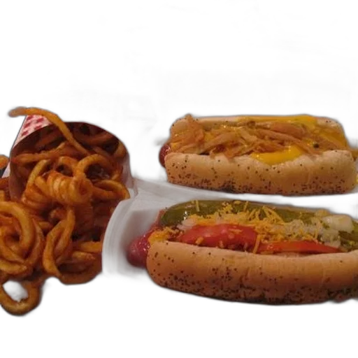 food, crown, jewelry, 3d render, photorealistic, two, hot, dogs transparent PNG cut-out
