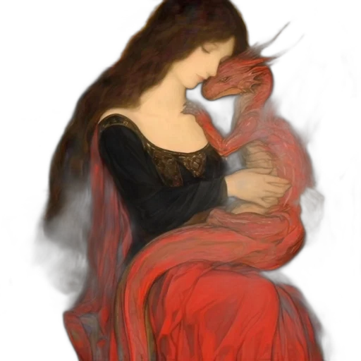 dragon, dress, mask, creature, fantasy art, oil painting, concept art, photorealistic transparent PNG cut-out