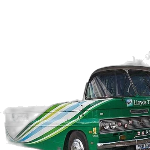 car, photorealistic, green, white, bus, lloyds, tsb, side transparent PNG cut-out