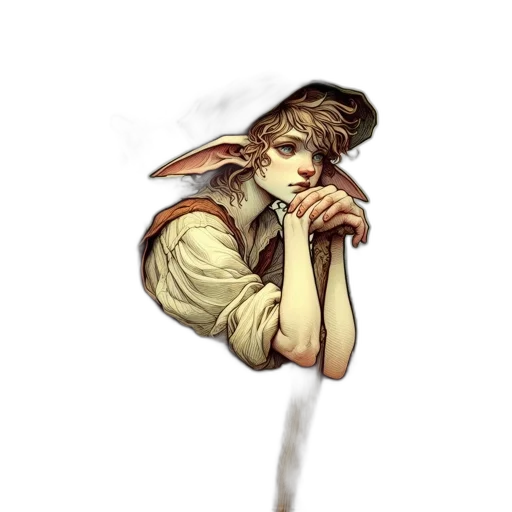 staff, umbrella, hat, face, concept art, fantasy art, pixel art, watercolor transparent PNG cut-out