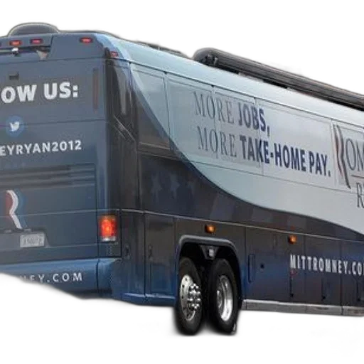 campaign, bus, mitt, romney, slogan, more, jobs, take-home transparent PNG cut-out