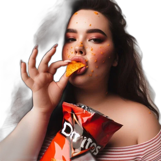 food, creature, face, animal, photorealistic, vaporwave, 3d render, woman transparent PNG cut-out