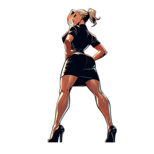 concept art, cartoon, comic book art, pixel art, confident, woman, short, blonde transparent PNG cut-out
