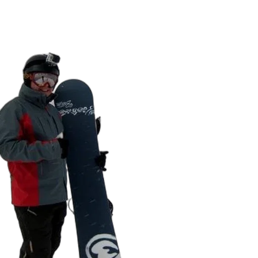 jacket, staff, 3d render, snow, man, red, gray, stands transparent PNG cut-out