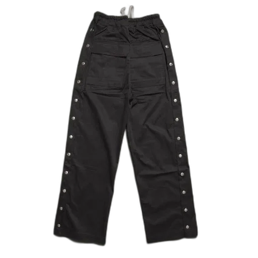 jacket, black, pants, silver, buttons, down, sides, laid transparent PNG cut-out