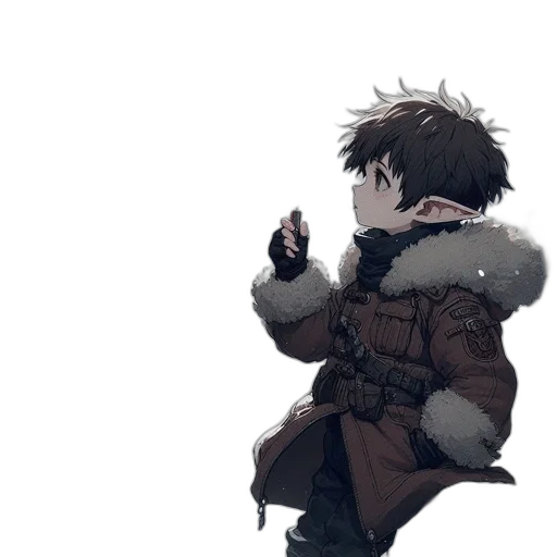 jacket, weapon, creature, staff, concept art, fantasy art, pixel art, watercolor transparent PNG cut-out
