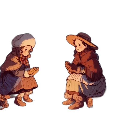 hat, concept art, pixel art, watercolor, fantasy art, snow, earth tones, monochrome transparent PNG cut-out