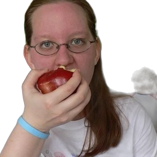 food, face, staff, creature, photorealistic, woman, glasses, eating transparent PNG cut-out