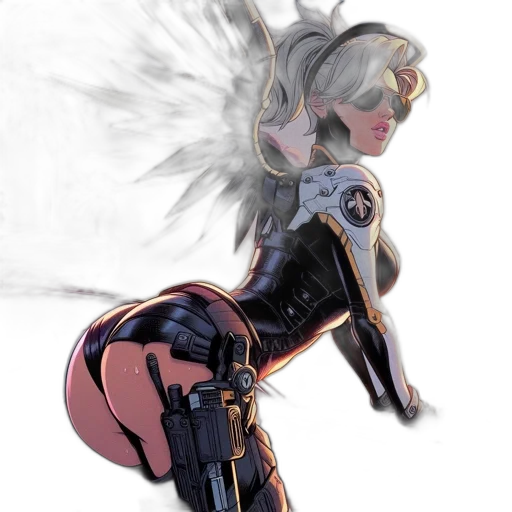 weapon, robot, concept art, comic book art, fantasy art, cyberpunk, futuristic, woman transparent PNG cut-out