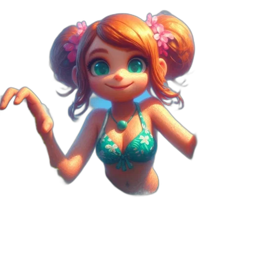 dress, creature, 3d render, concept art, pixel art, fantasy art, underwater, pastel transparent PNG cut-out