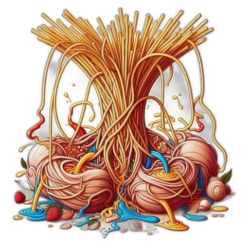 food, hair, jewelry, crown, vibrant, explosion, pasta, strands transparent PNG cut-out