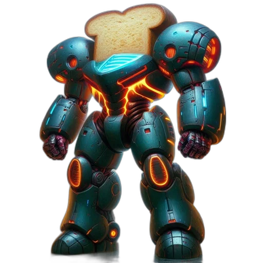 robot, food, jacket, weapon, concept art, pixel art, 3d render, cyberpunk transparent PNG cut-out