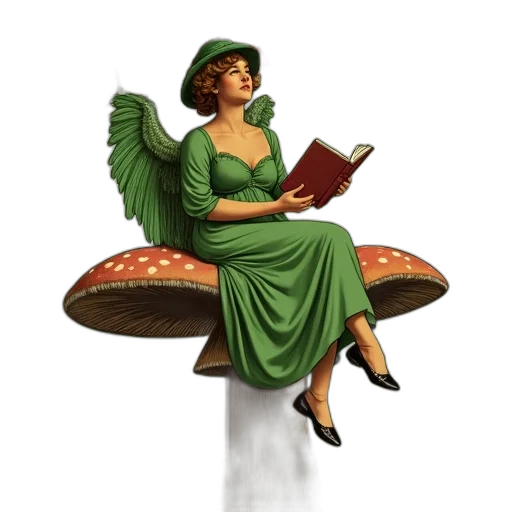 hat, dress, furniture, umbrella, fantasy art, concept art, comic book art, 3d render transparent PNG cut-out