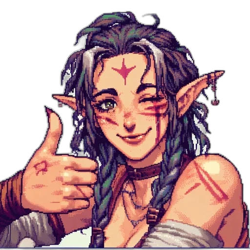 pixel art, fantasy art, concept art, comic book art, illustrated, female, character, possibly transparent PNG cut-out