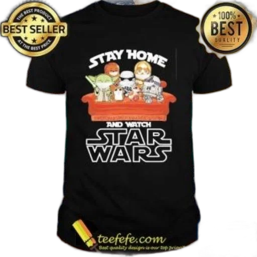 black, t-shirt, stay, home, watch, star, wars, text transparent PNG cut-out