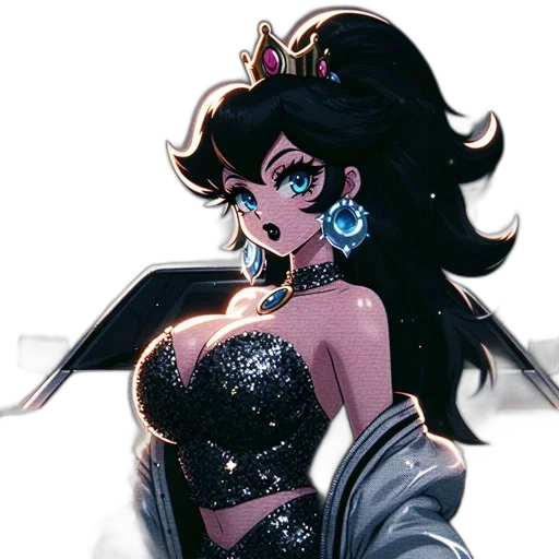 crown, jewelry, dress, anime, concept art, vaporwave, fantasy art, dark transparent PNG cut-out