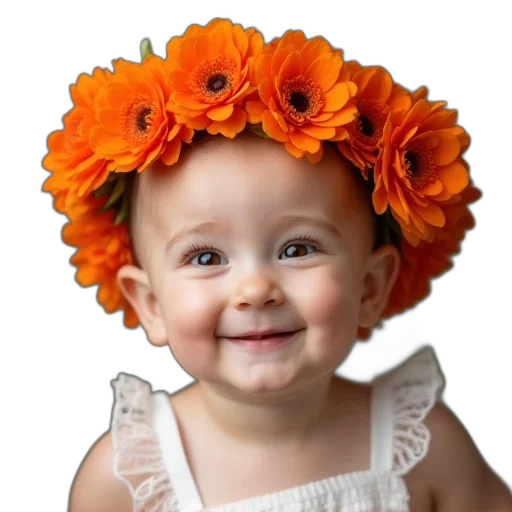 flower, face, crown, hat, photorealistic, oil painting, 3d render, pencil sketch transparent PNG cut-out
