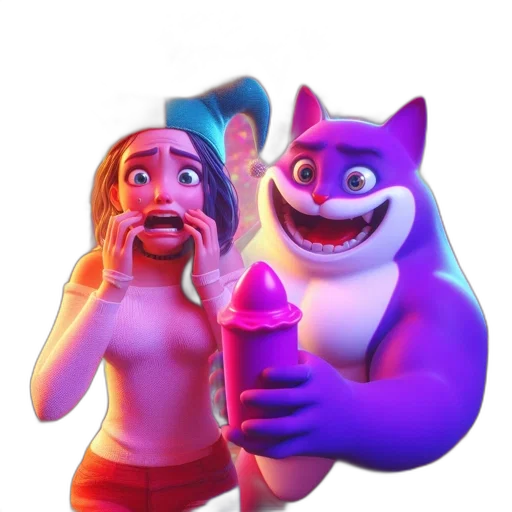 animal, creature, staff, weapon, 3d render, concept art, vaporwave, cartoon transparent PNG cut-out