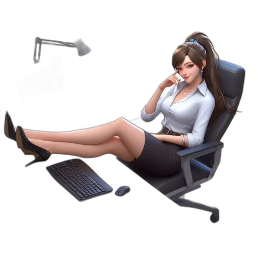 staff, furniture, concept art, 3d render, pixel art, photorealistic, animated, woman transparent PNG cut-out