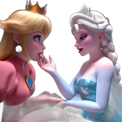 crown, 3d render, concept art, snow, fire, two, animated, female transparent PNG cut-out