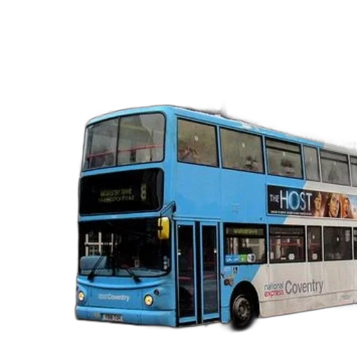 3d render, photorealistic, concept art, city street, blue, double-decker, bus, host transparent PNG cut-out