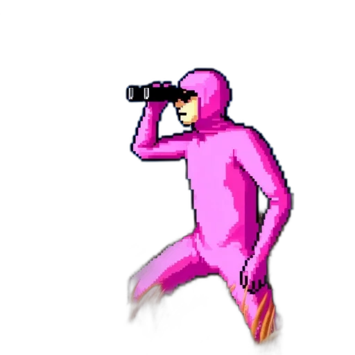 animal, creature, jacket, robot, pixel art, concept art, 3d render, vaporwave transparent PNG cut-out