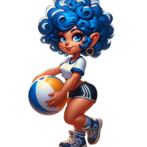 concept art, fantasy art, cartoon, pixel art, animated, figure, blue, hair transparent PNG cut-out